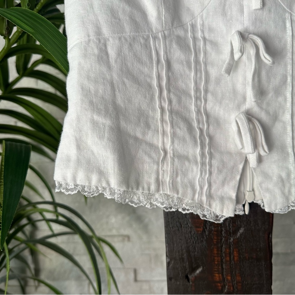 Reformation White “Brenda” Linen Cotton Lace Bustier Blouse Size Small - Picture 4 of 10